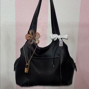 Vintage real leather black bag